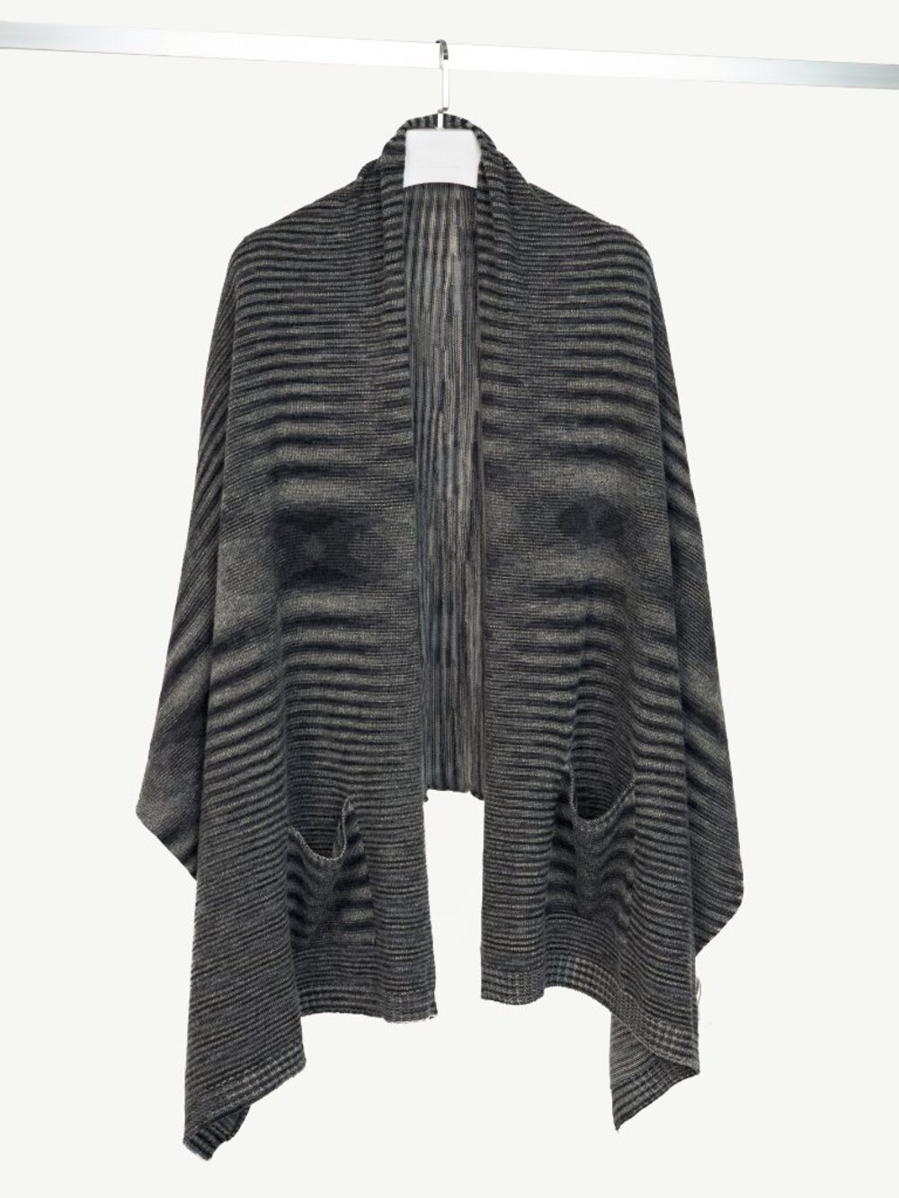 Missoni Grey Striped-Knit Shawl